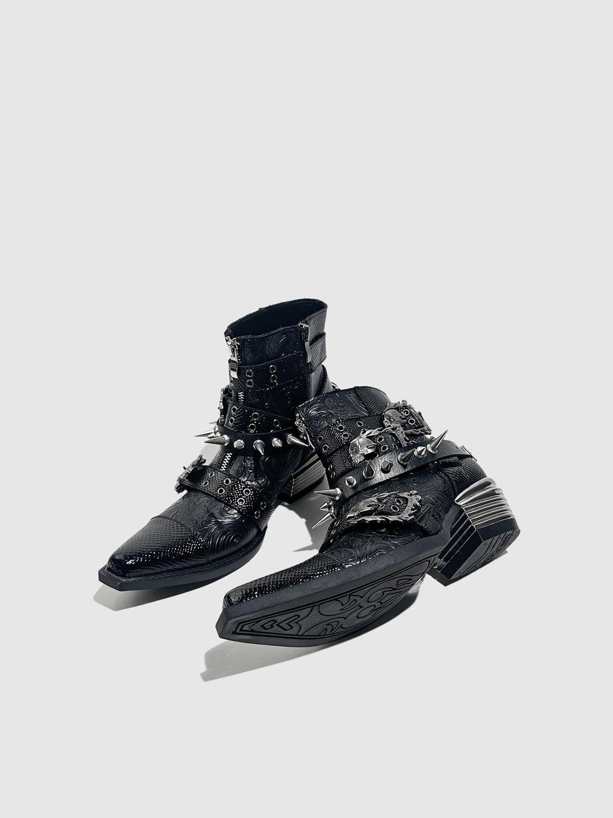 Studded Dark Gothic Punk‑Style Combat Ankle Boots