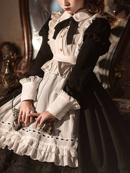 Lolita Halloween Black Gothic Maid Lolita Dress LE1038