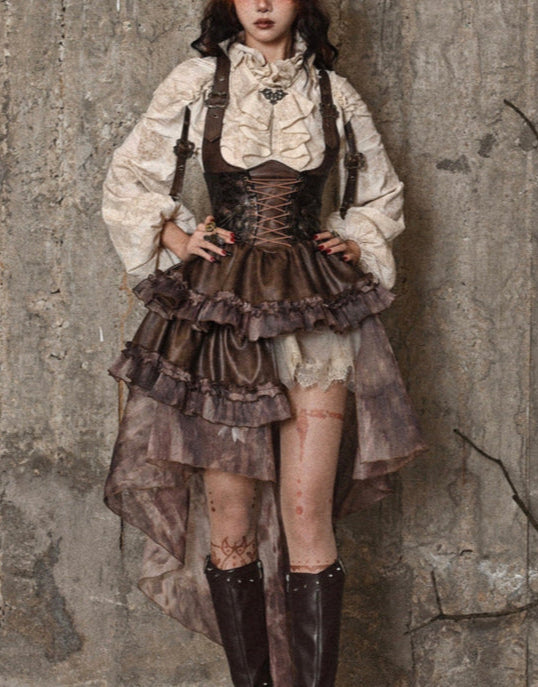 Lolita Steampunk PU Strap Tail Outfit LG1021
