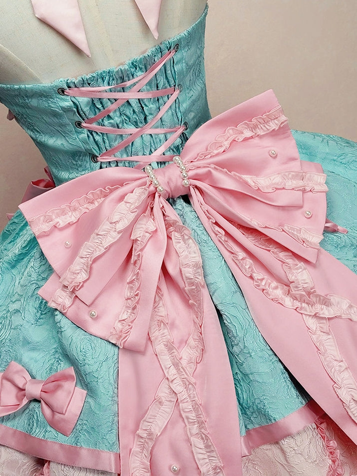 Sweet Petals Lolita Pink & Green Halter Dress