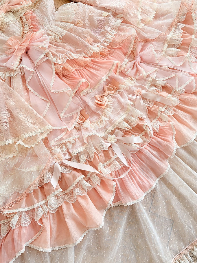 Cream Peach Princess x Barbie Collab Original Lolita Bridal OP Dress