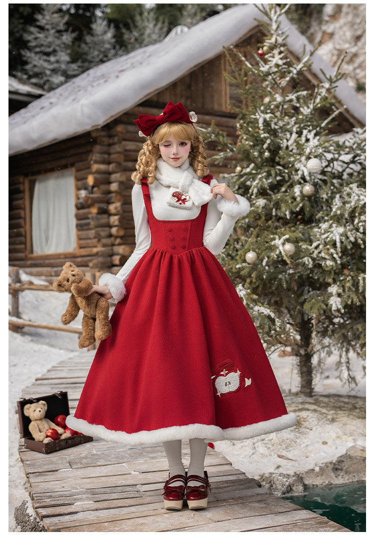 Peace Apple Lolita Christmas New Year Winter Bustier JSK & Cape Set