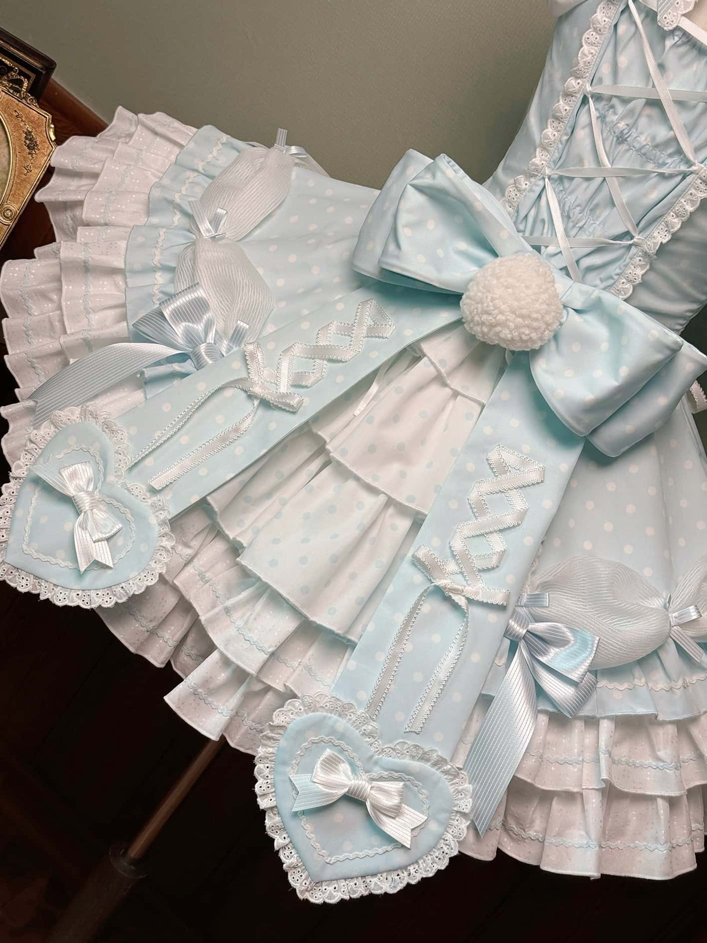 Vintage Polka Dot Lolita Halter Blue OP Dress