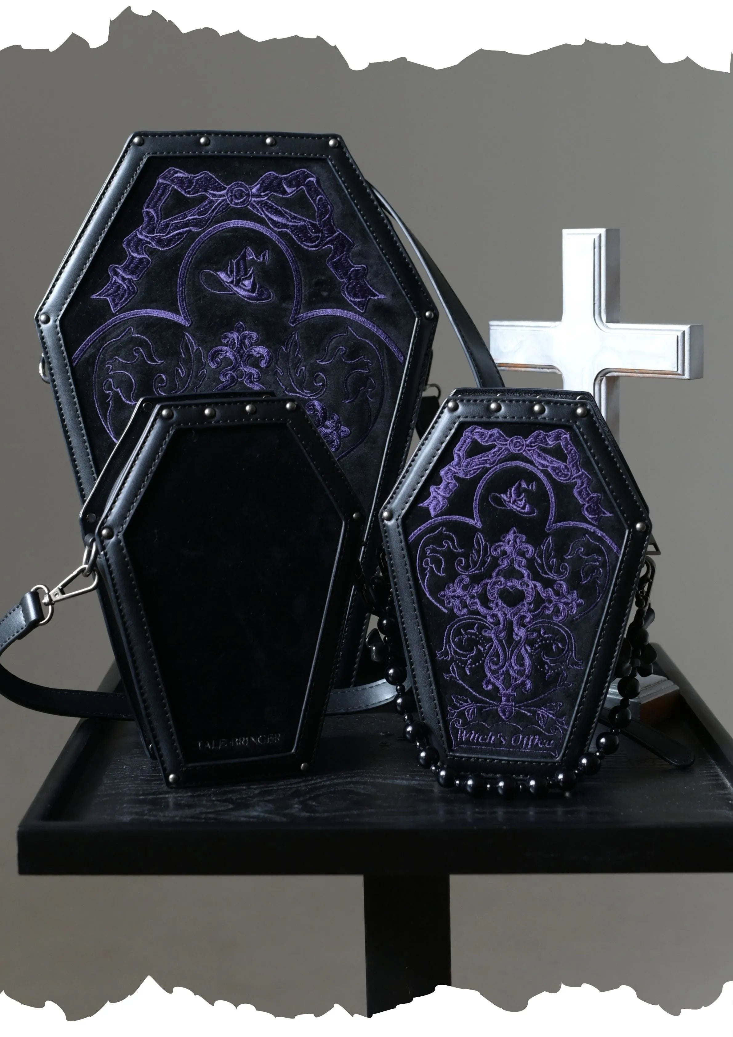 Witch's Office Gothic Coffin Embroidery Bag