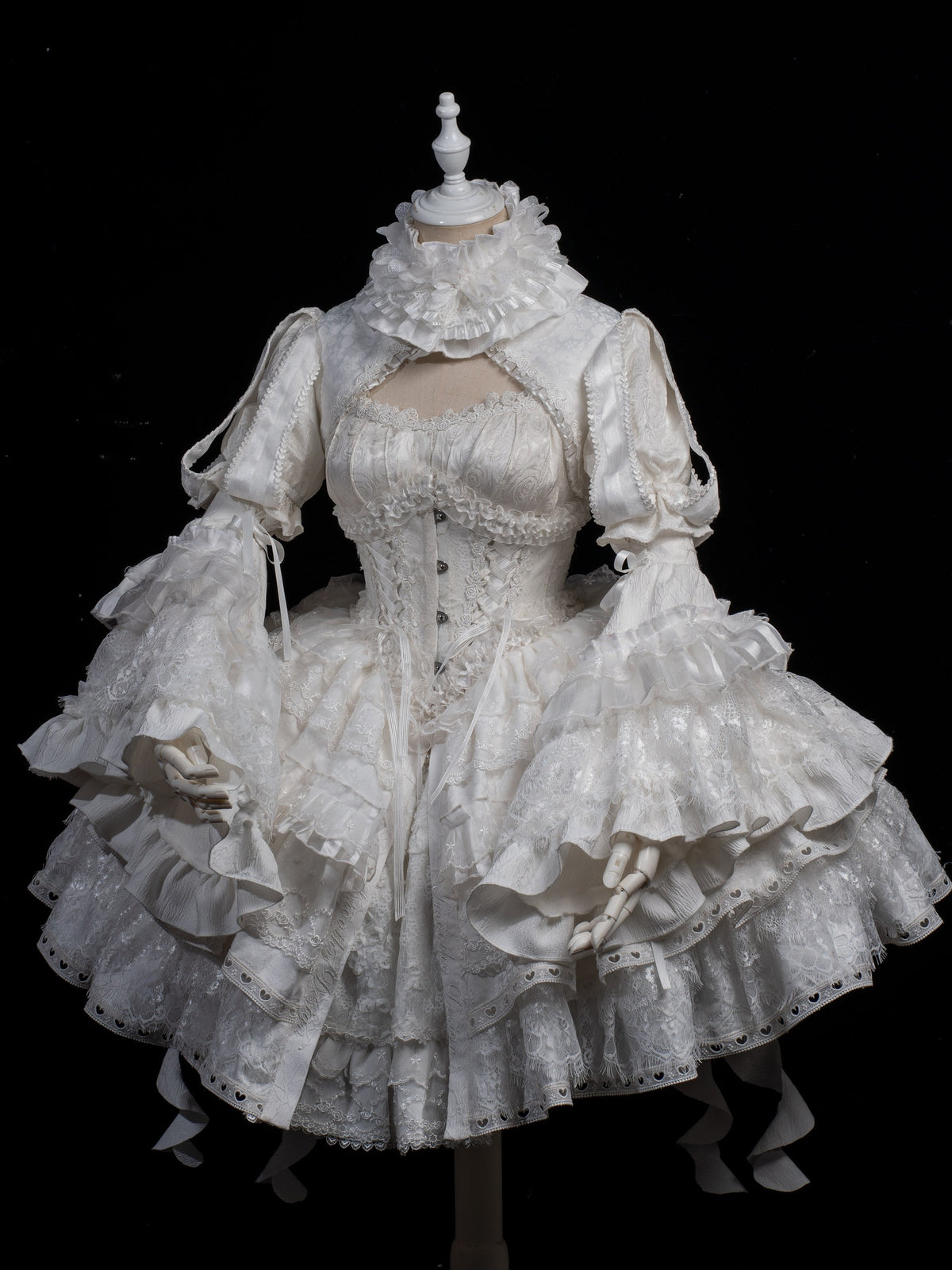 Caliburn Vintage Gothic Black & White Lolita JSK Full Set