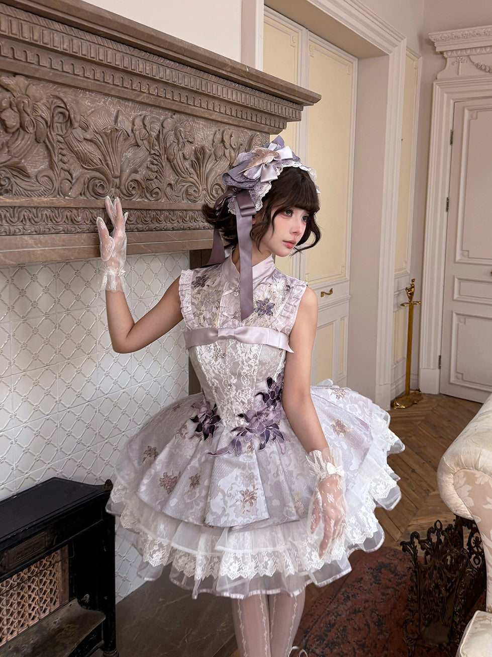 Little Lily Japanese‑Style Purple Lolita Embroidered Blouse & JSK Dress