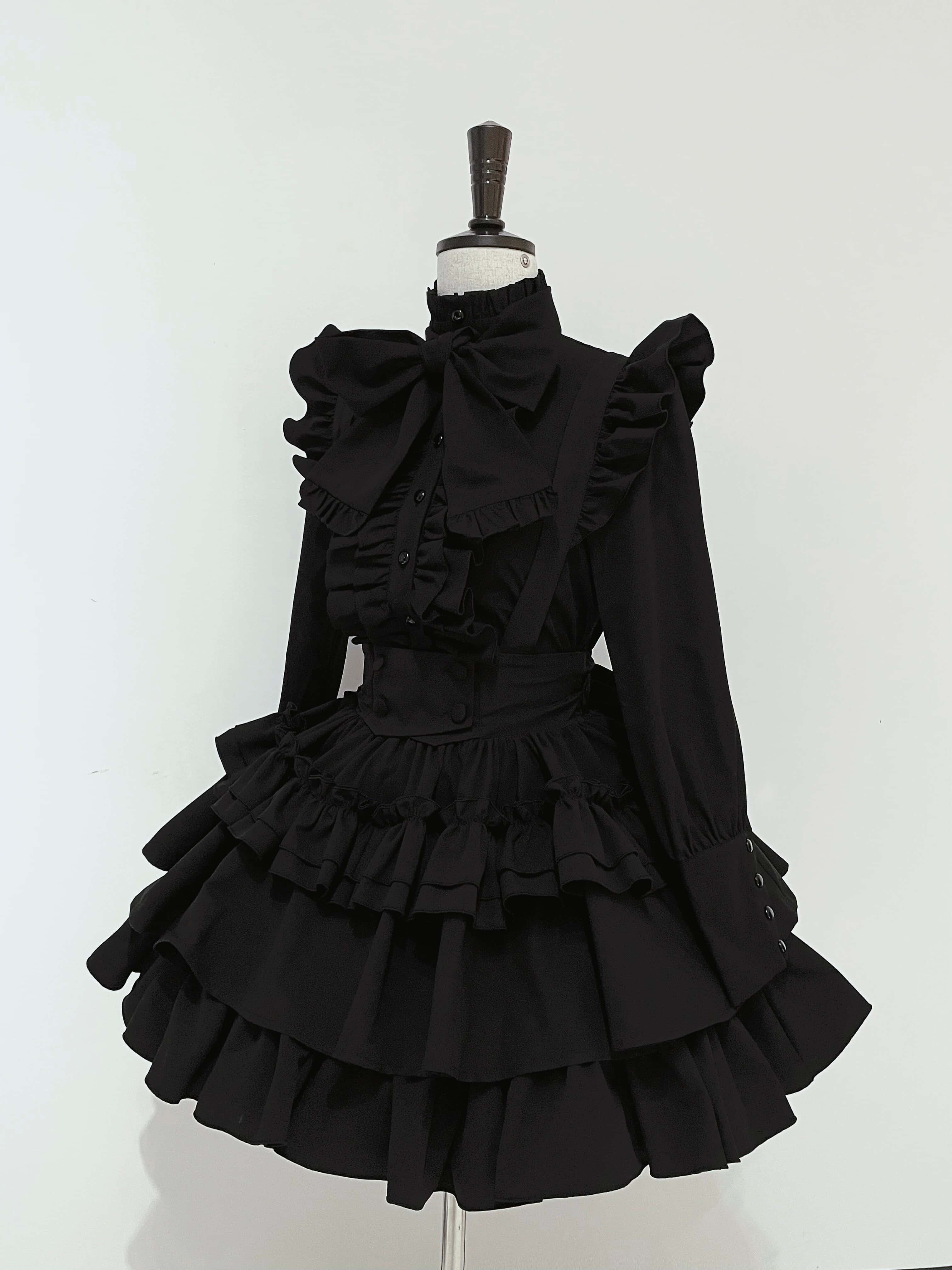 Doll Gift Box Gothic Lolita Black Shirt & Skirt Set