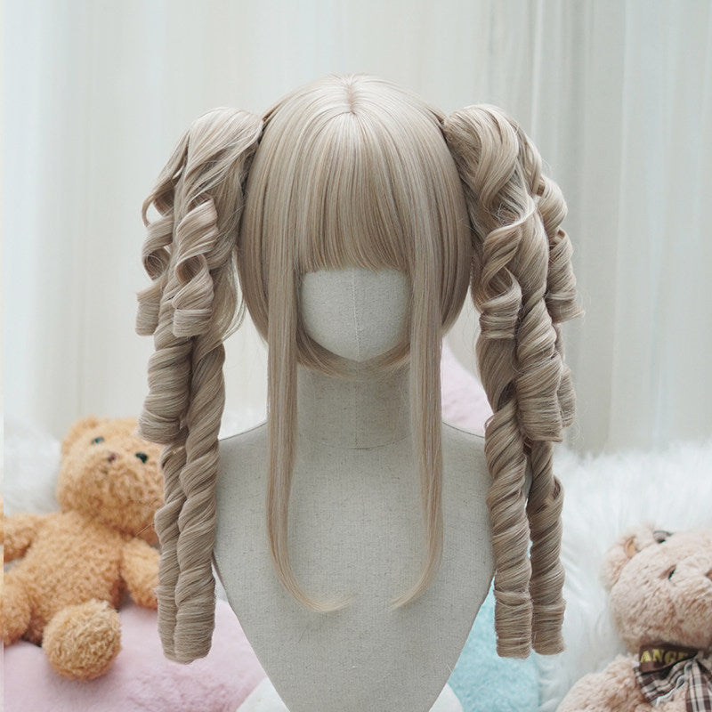 Lolita Vintage Sweetheart Twin Tail Claw Clip Gradient Curl Wig