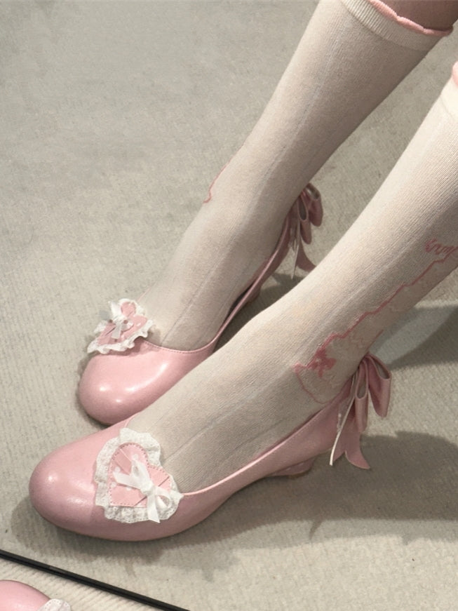 Little Snack Vintage‑Style Polka‑Dot Sweet Lolita Wedge‑Heel Shoes
