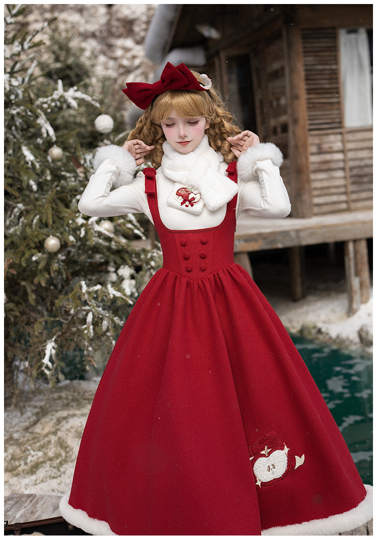 Peace Apple Lolita Christmas New Year Winter Bustier JSK & Cape Set