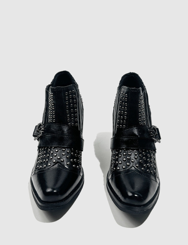 Wasteland‑Style Pointed‑Toe Western Cowboy Punk Chelsea Boots