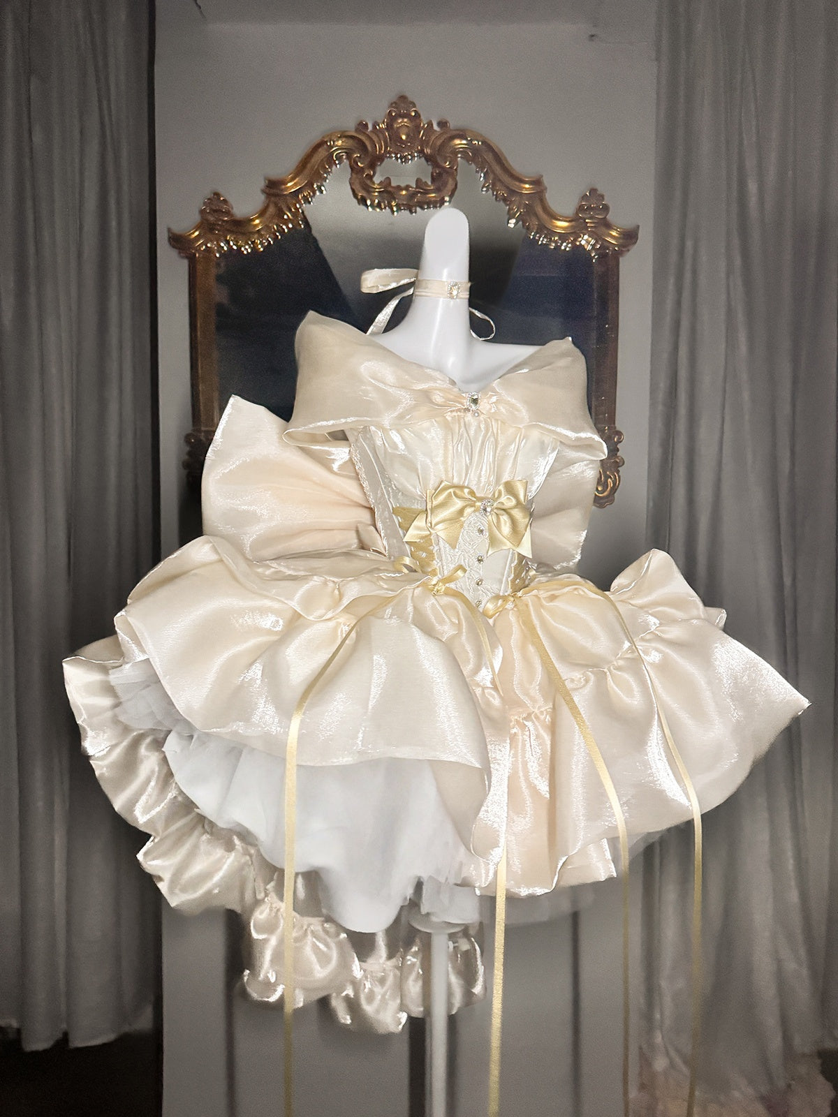 Lolita Elegant Golden Satin Princess Dress LC1011