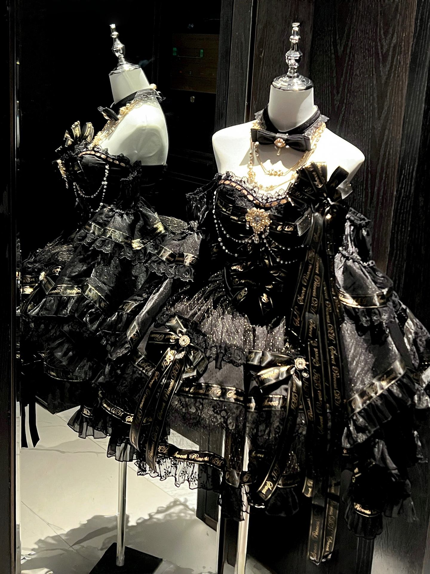 Golden Obsidian Night Black Evening Princess Dress LFD0014