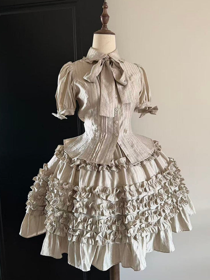 Mist Veil Sweet Cake‑Layer Lolita Mini Skirt