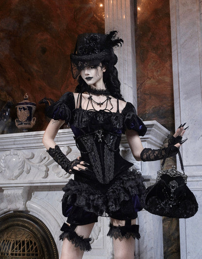 Lolita Dark style Fishbone Velvet Dress LG1009