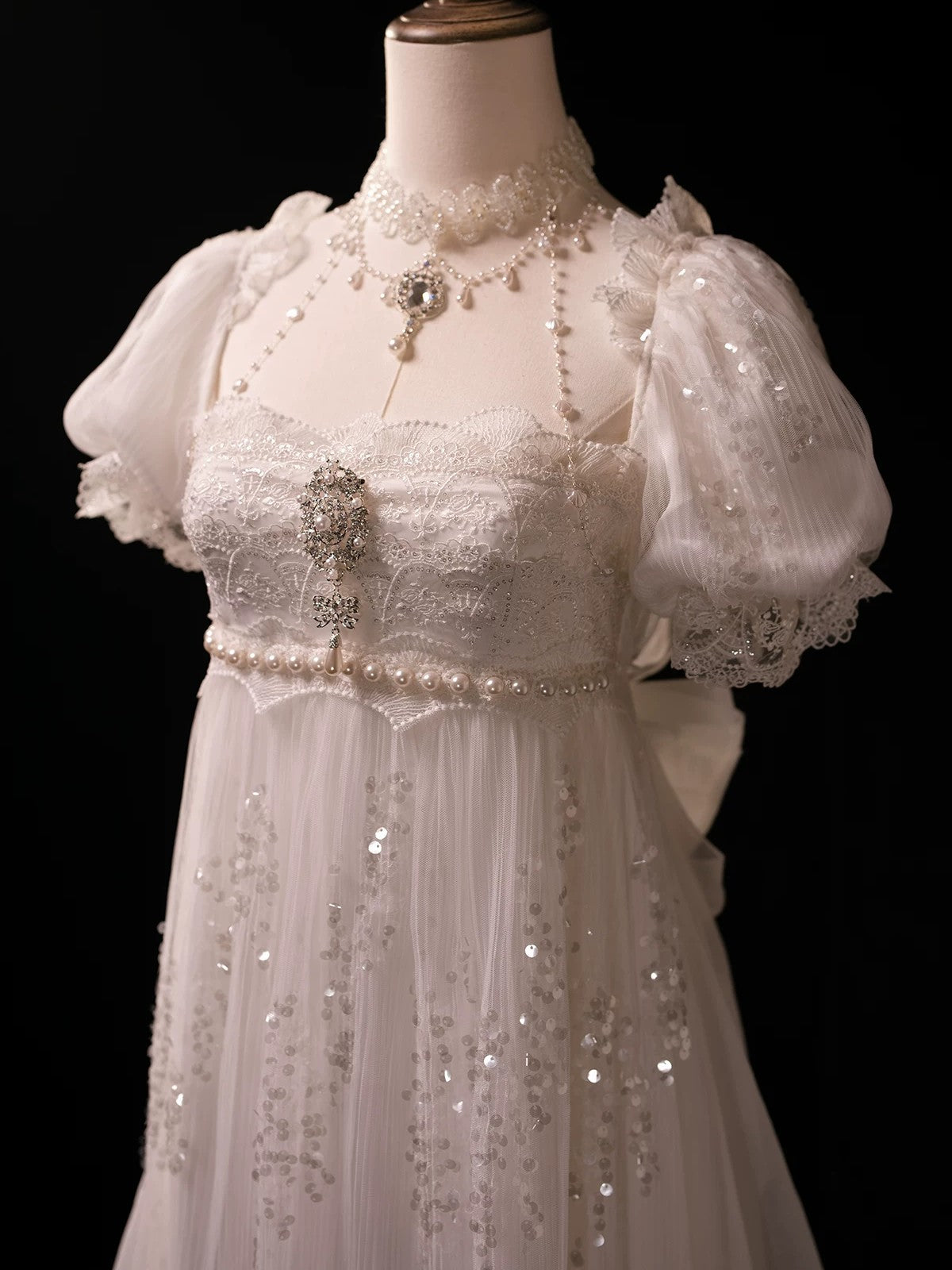 Bright Moonlight Lolita Empire Style Satin Long OP Dress