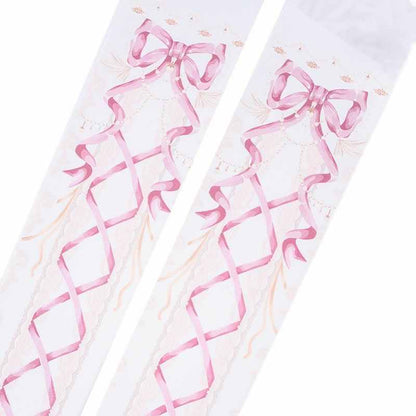 Lolita Sweet Printed Bow and Ribbon Pattern 120D Tights LE9005
