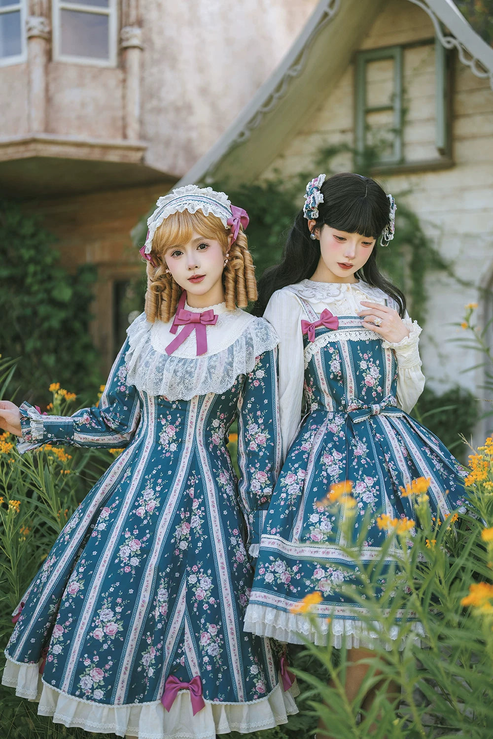 Susans Garden Pastel Floral Wall Lolita Dress and Hair Accessories