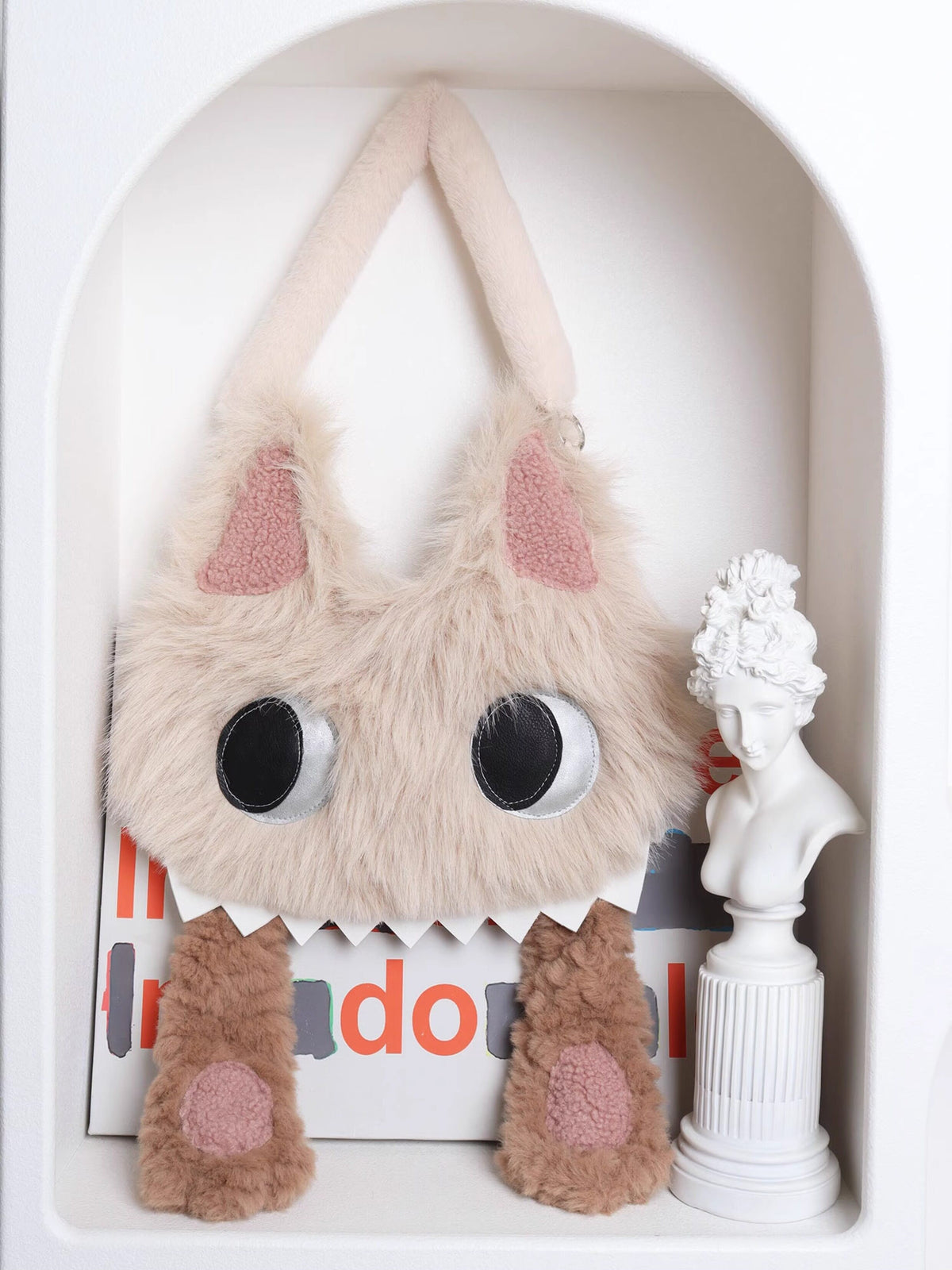 Toothy Face-Cover Cat Plush Lolita 3-Way Bag