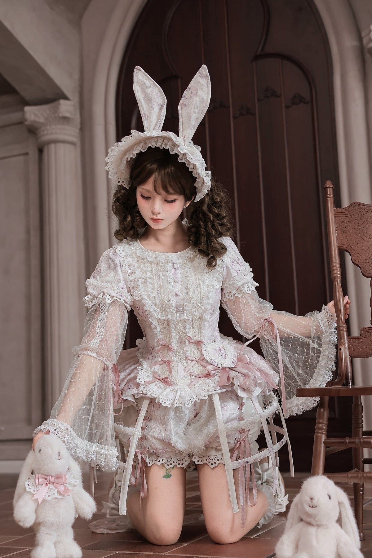 Castle Bunny Vintage Doll‑Like Two‑Piece Lolita Set