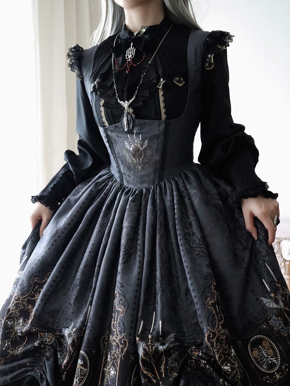 Blood Night Lamplighter Gothic Vintage Lolita Bustier JSK Dress