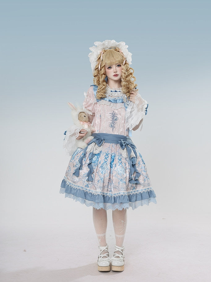 Linglong Porcelain Lolita Classic Printed Dress