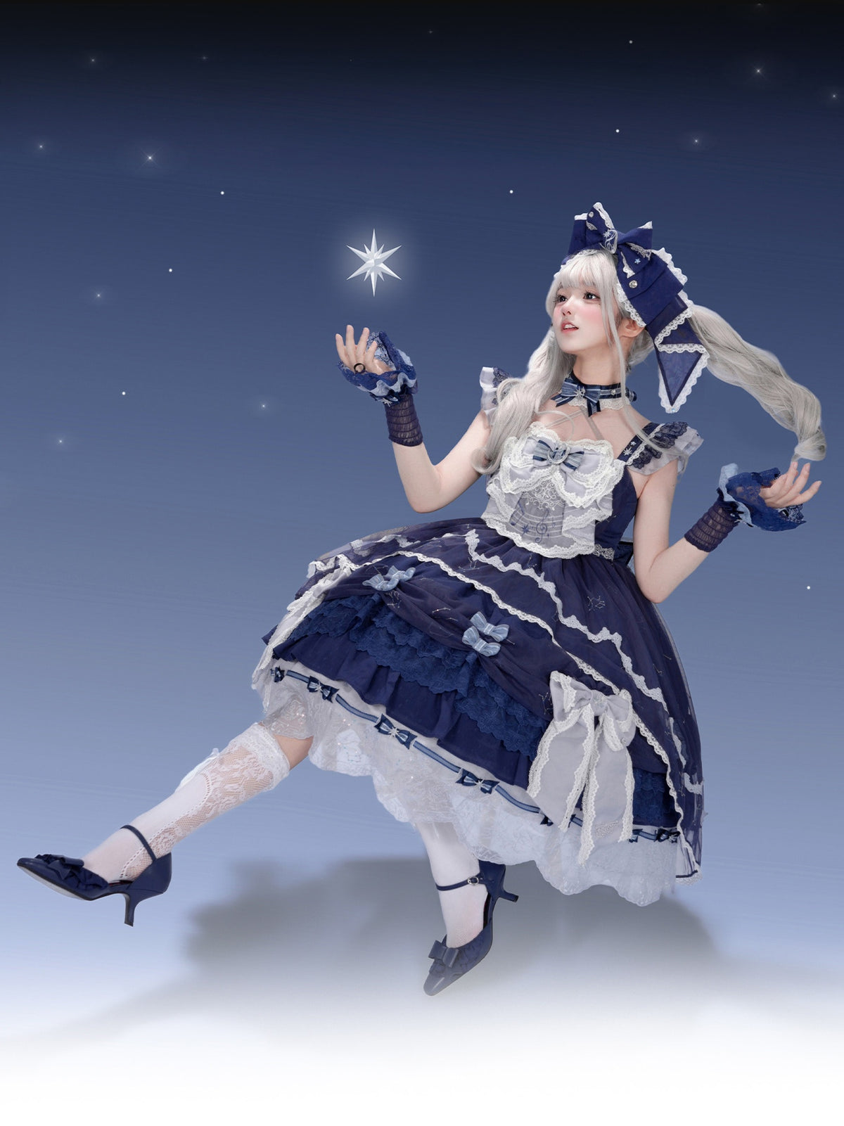 Stellar Symphony Lolita Light Moonlight & Midnight Sky JSK Dress