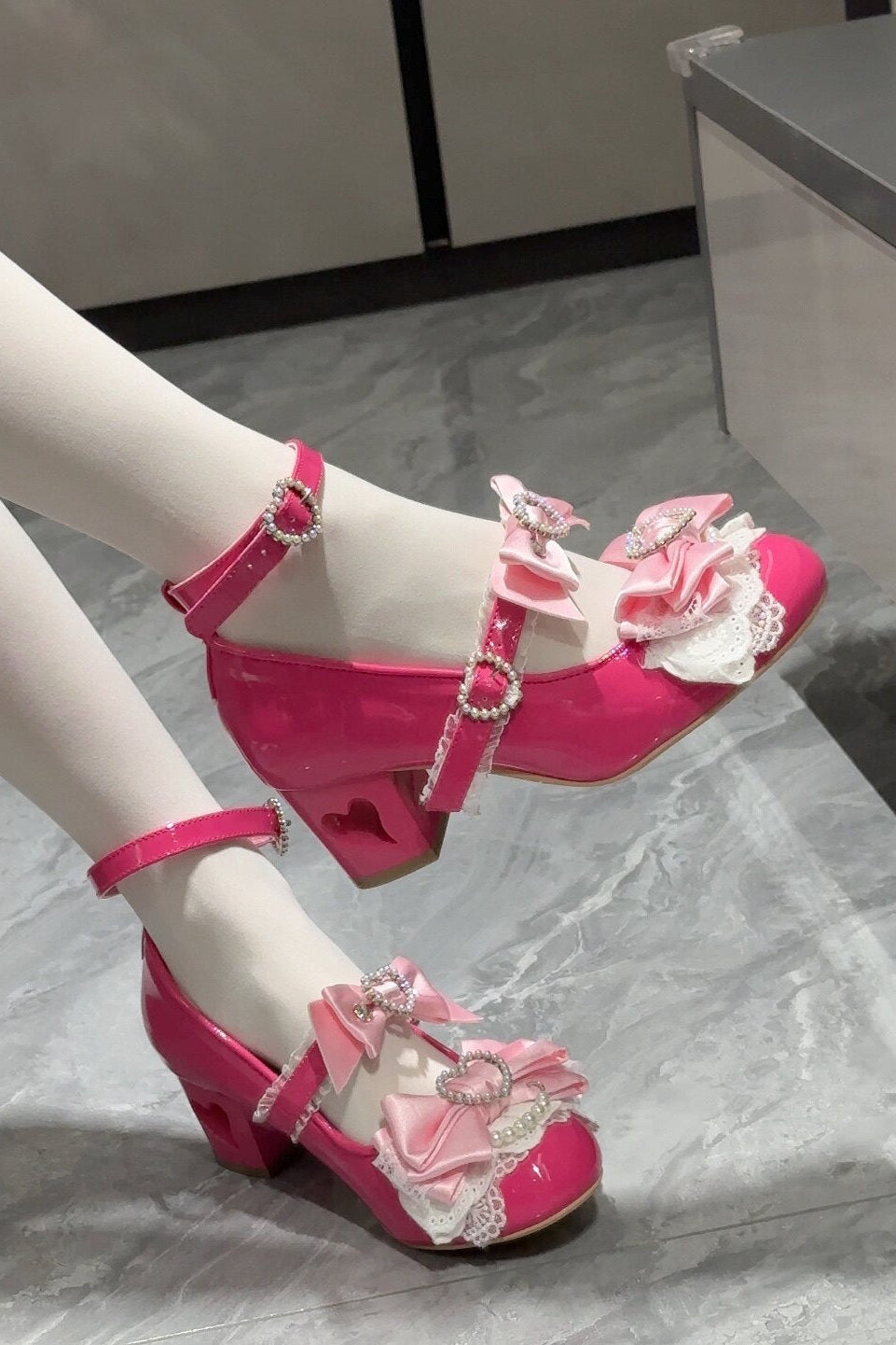 Showa Vow 2.0 Hime Goto Wedge Rose Pink Heels