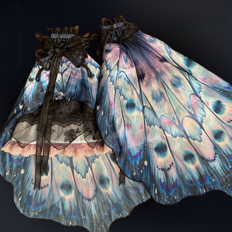 Dead Leaf Butterfly 1.0 Lolita Gothic Blue JSK Dress Set