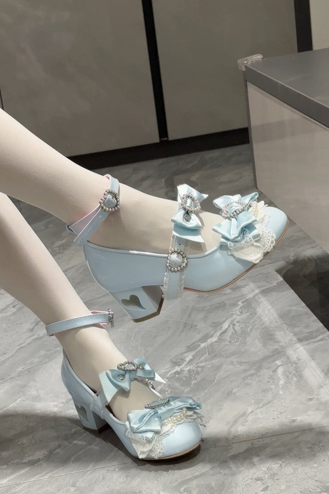 Showa Vow 2.0 Hime Goto Wedge Blue Heels