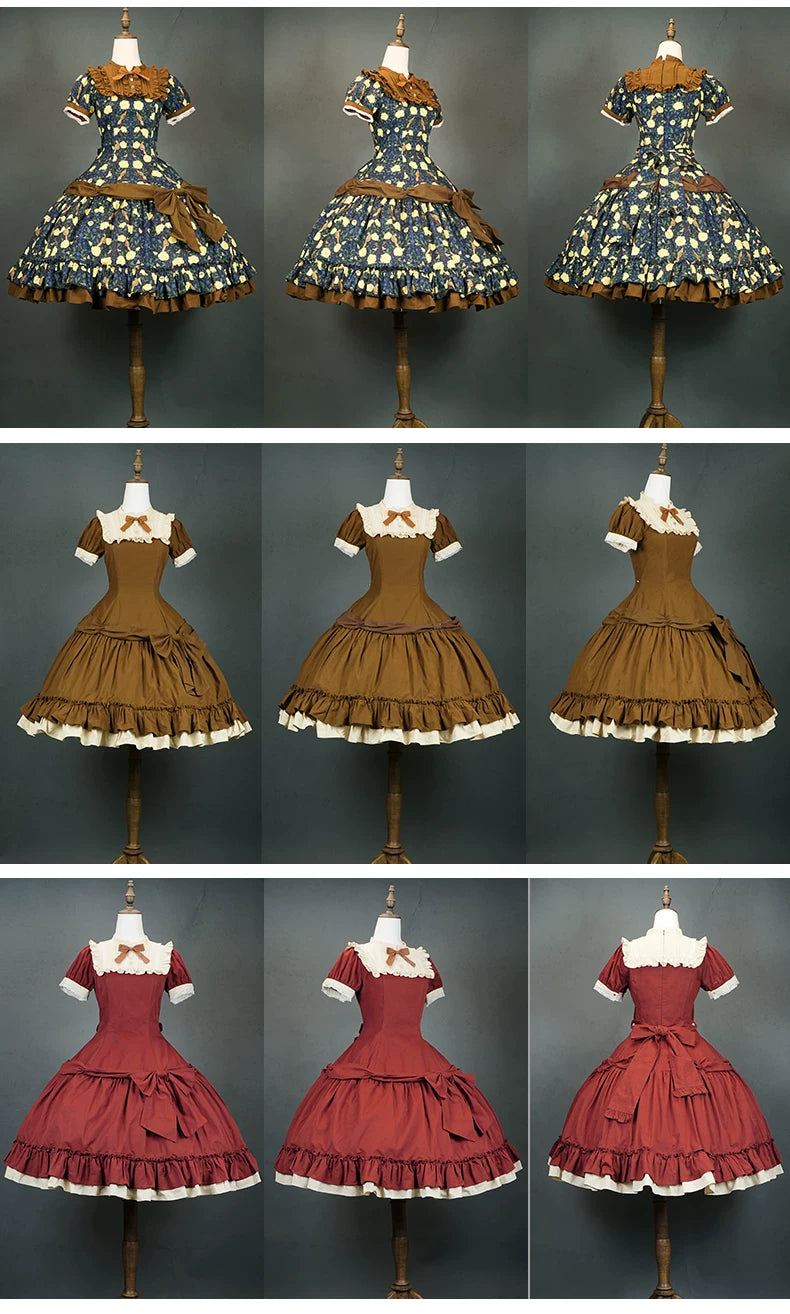 Faded Fairy Tale Picture Book Pastoral Style Lolita OP Dress