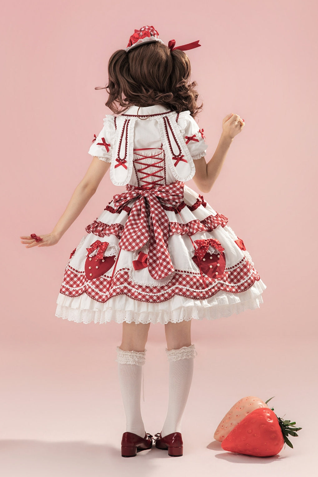 Starry‑Fallen Strawberry Rabbit Original Lolita Cute JSK Dress