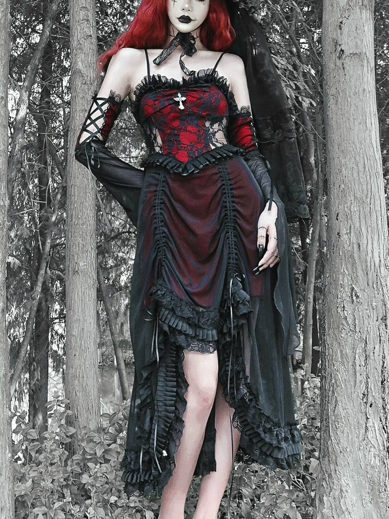 Lolita Dark Goth Lace Camisole Dress LG1026