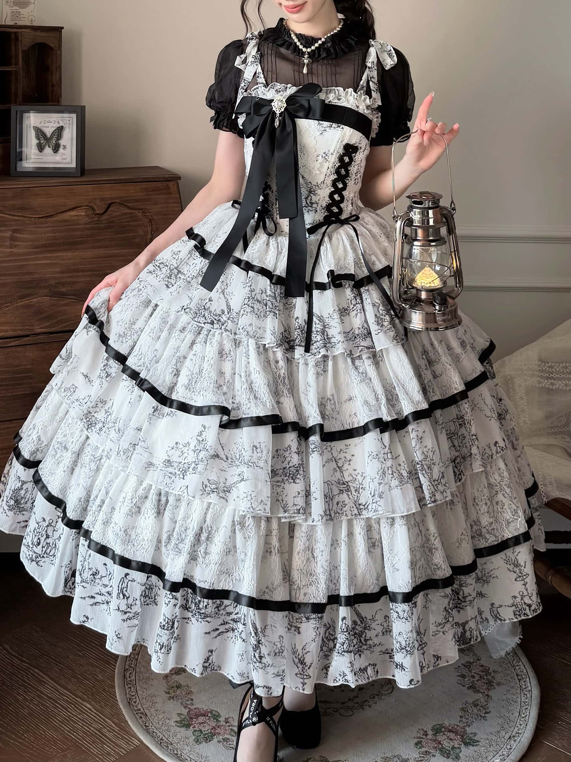 Rainy Celadon Lolita Boned Corset Dress