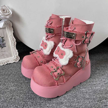Little Bone Furry Y2K Platform Boots LE5020