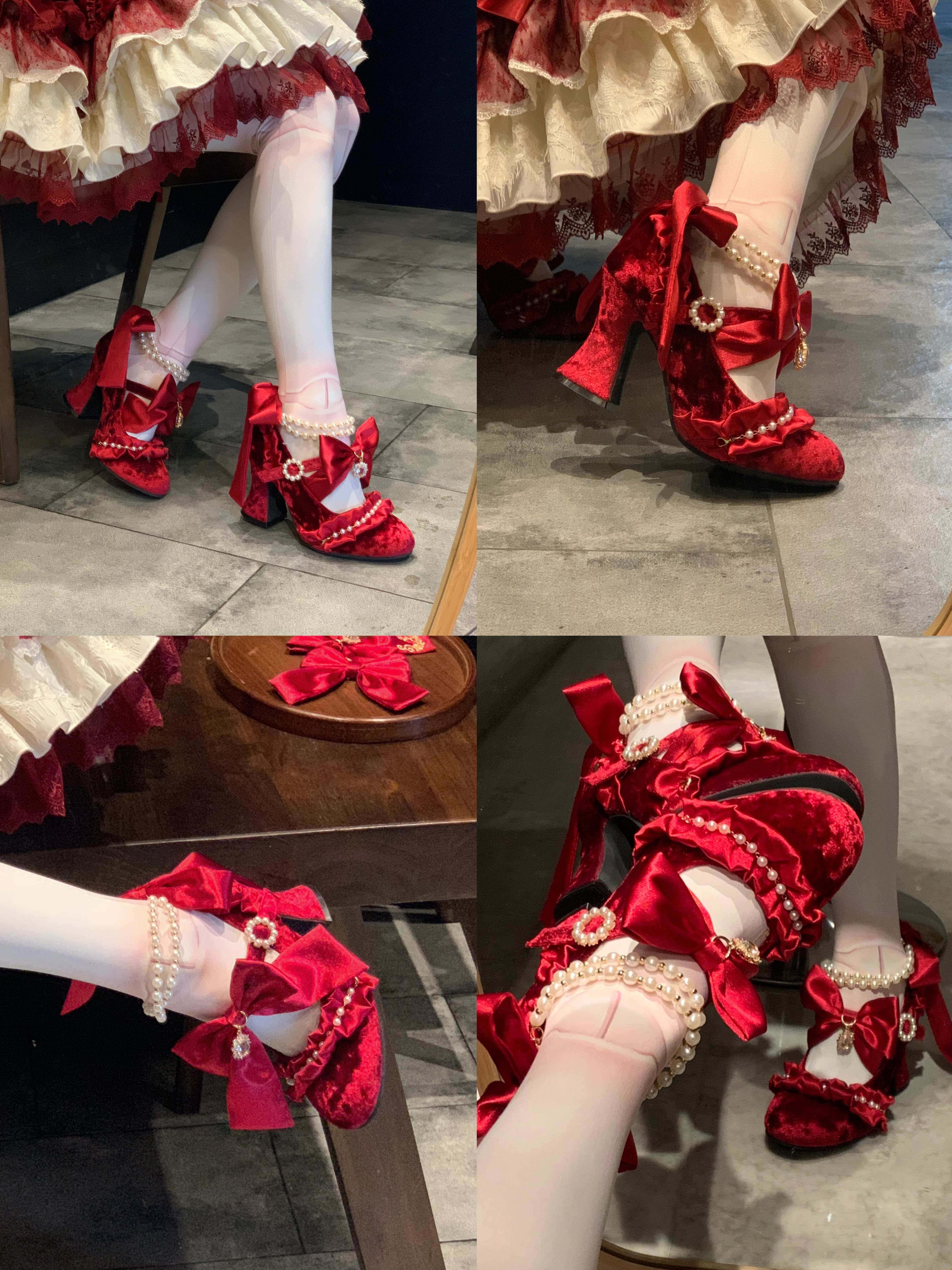 Ribbon Hymn 1.0 Lolita Vintage Heavy Craft Bridal Heels
