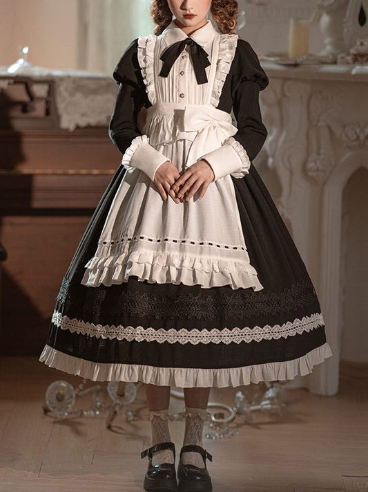 Lolita Halloween Black Gothic Maid Lolita Dress LE1038