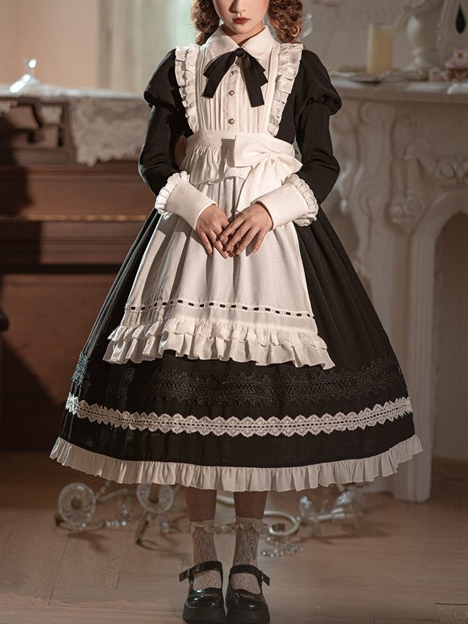 Lolita Halloween Black Gothic Maid Lolita Dress LE1038