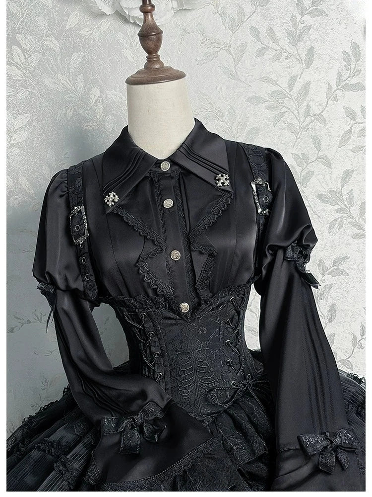 Dark Mist Banquet Gothic Suspender Dress & Blouse Set