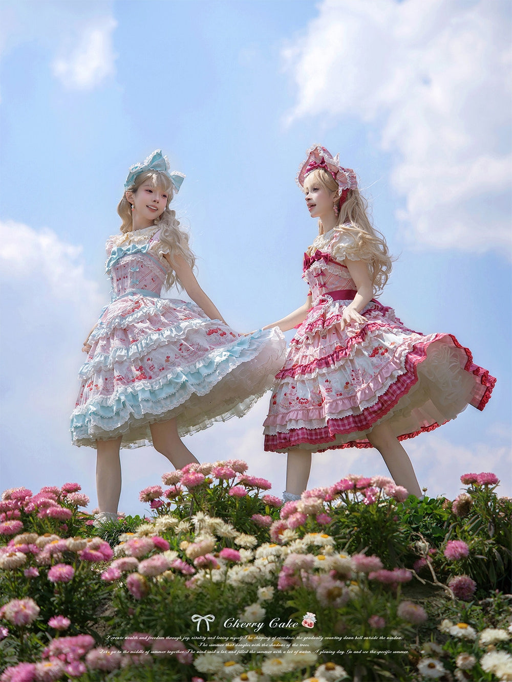 Cherry Cake Lolita Sweet Blue JSK Dress