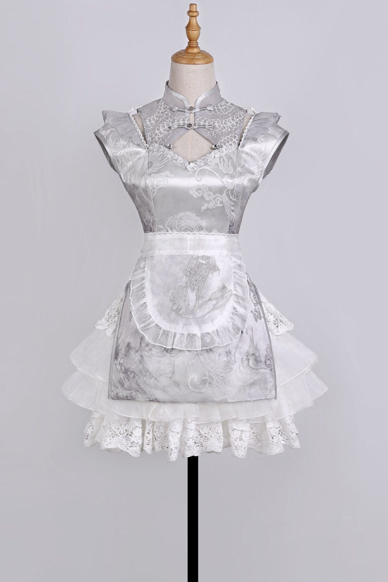 Silver Moon Girl Maid Apron Dress Set