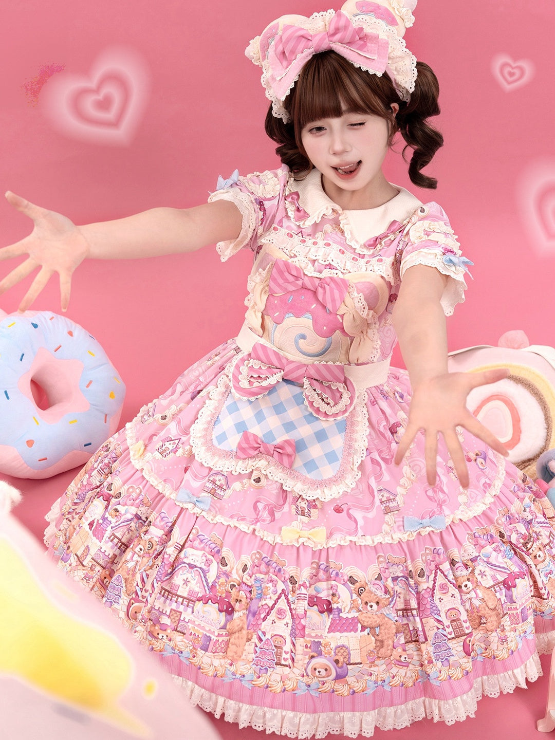 Bear Cake Sweet Lolita OP and JSK Dress Set