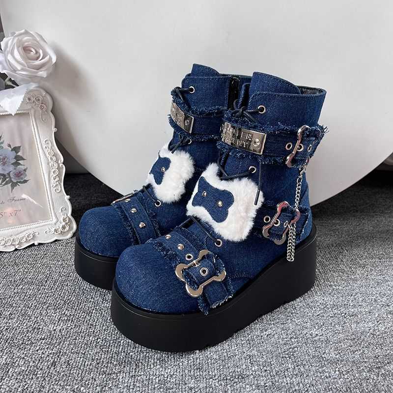 Little Bone Furry Y2K Platform Boots LE5020