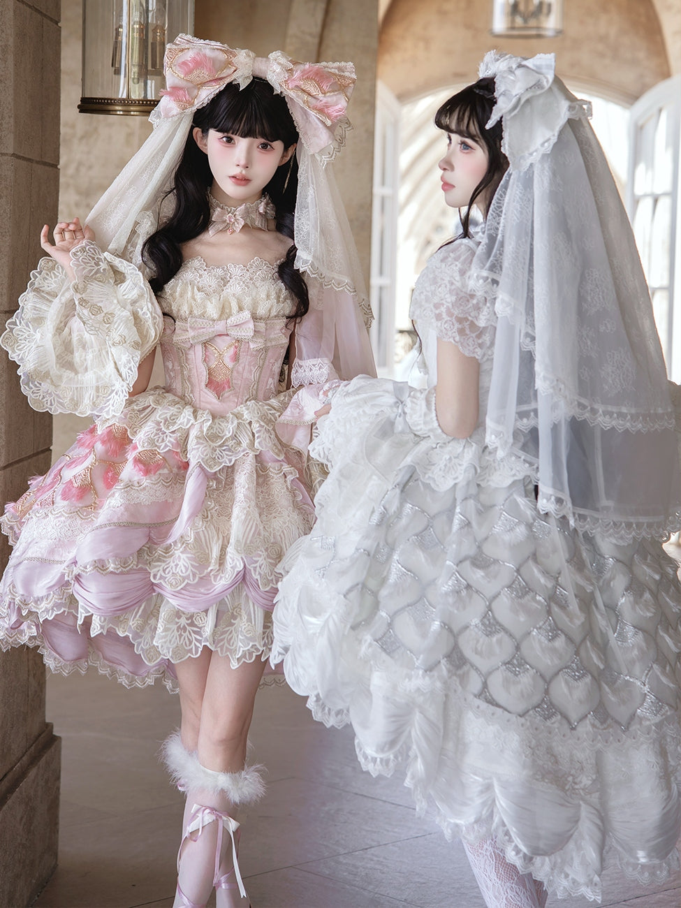 Peacock Feather SP Bridal Lolita Pink JSK Dress