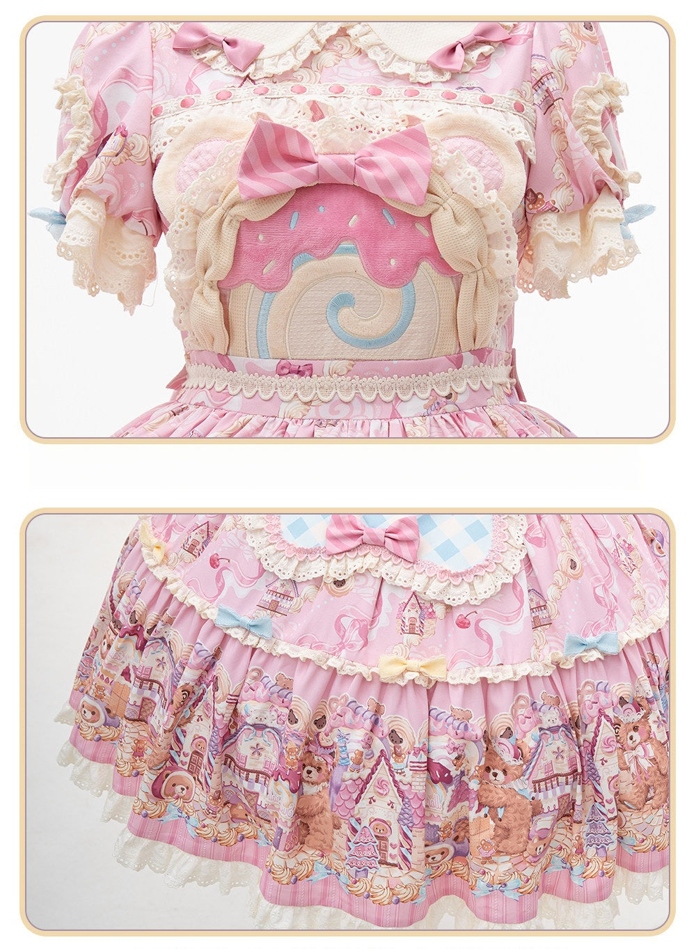 Bear Cake Sweet Lolita OP and JSK Dress Set