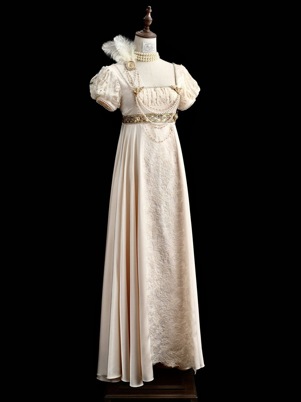 Austen Angel Wings Lolita Embossed Lace Satin Empire Dress