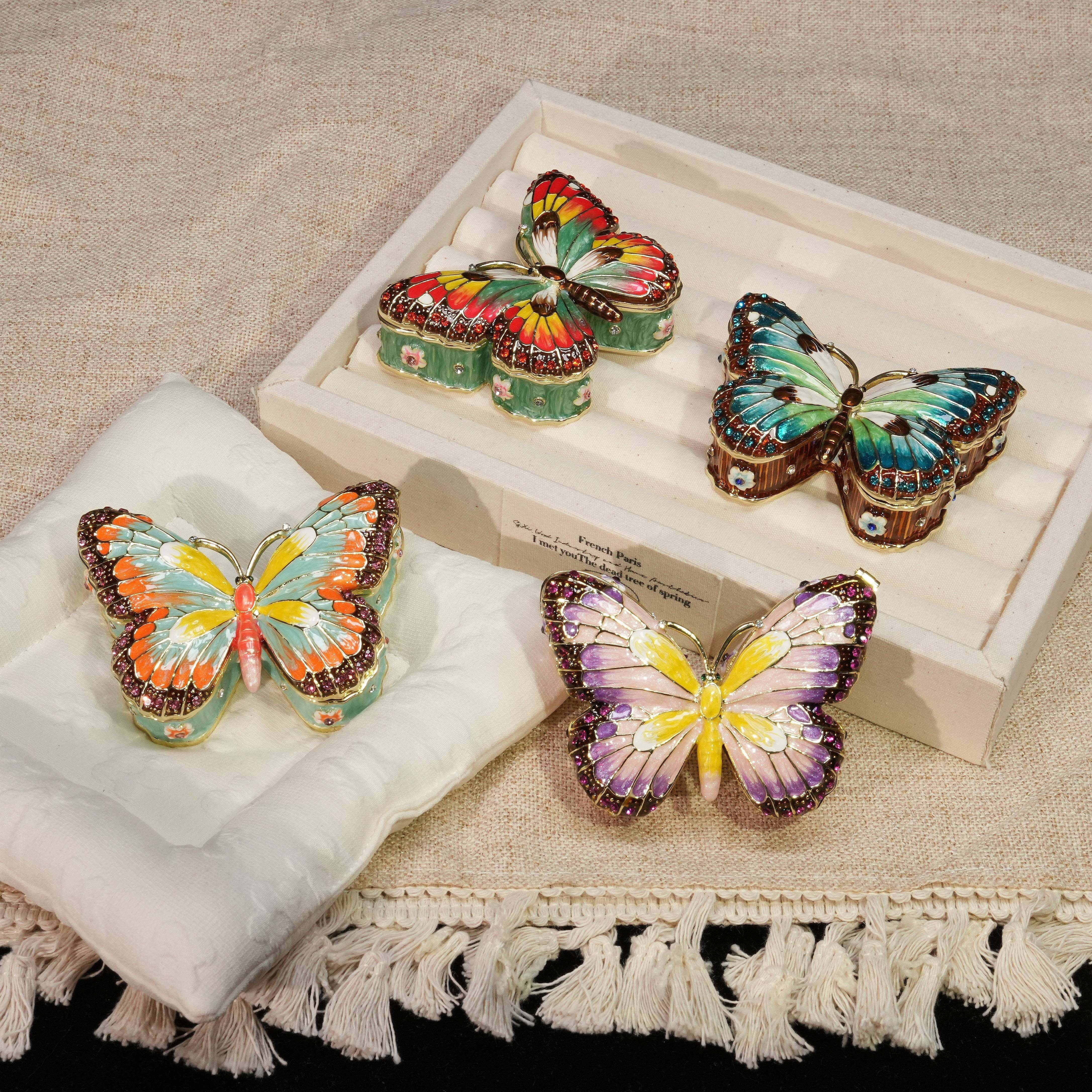 Butterfly-Shaped Enamel Jewelry Box Lolita Decor Gift