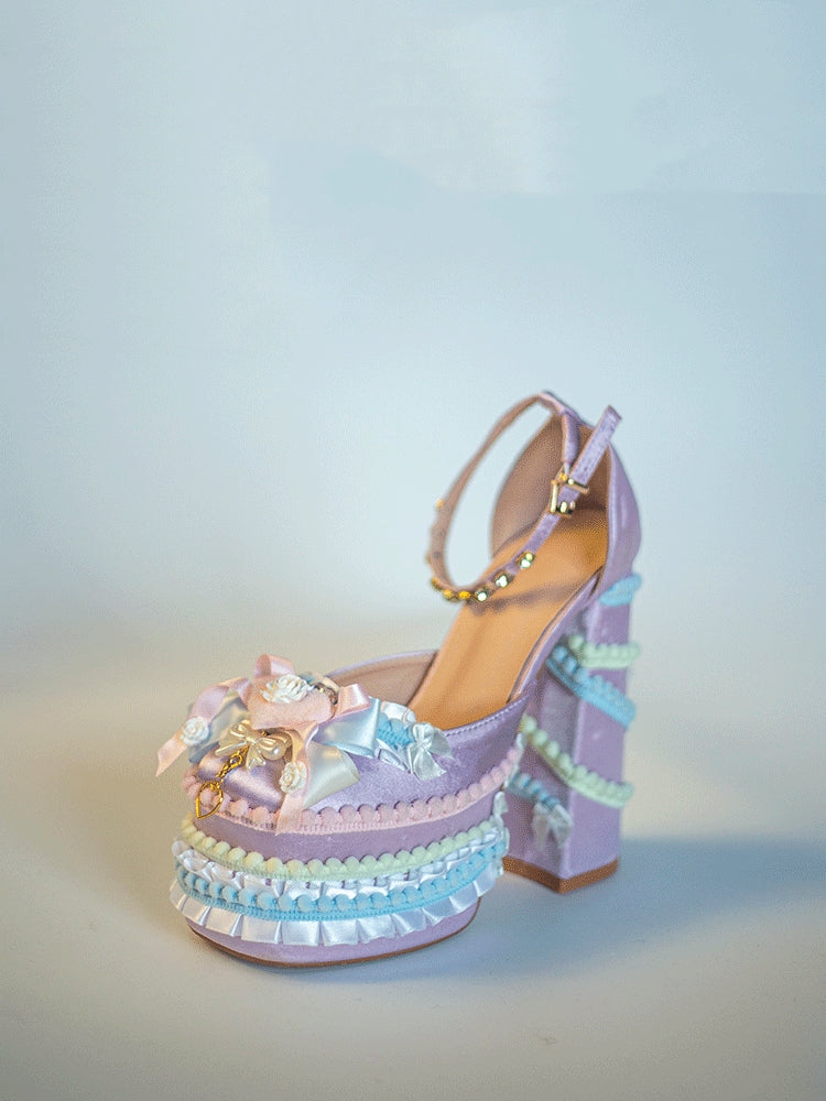 Cream Dopamine Lolita Sweet‑Girl Alt‑Y2K High‑Heel Shoes