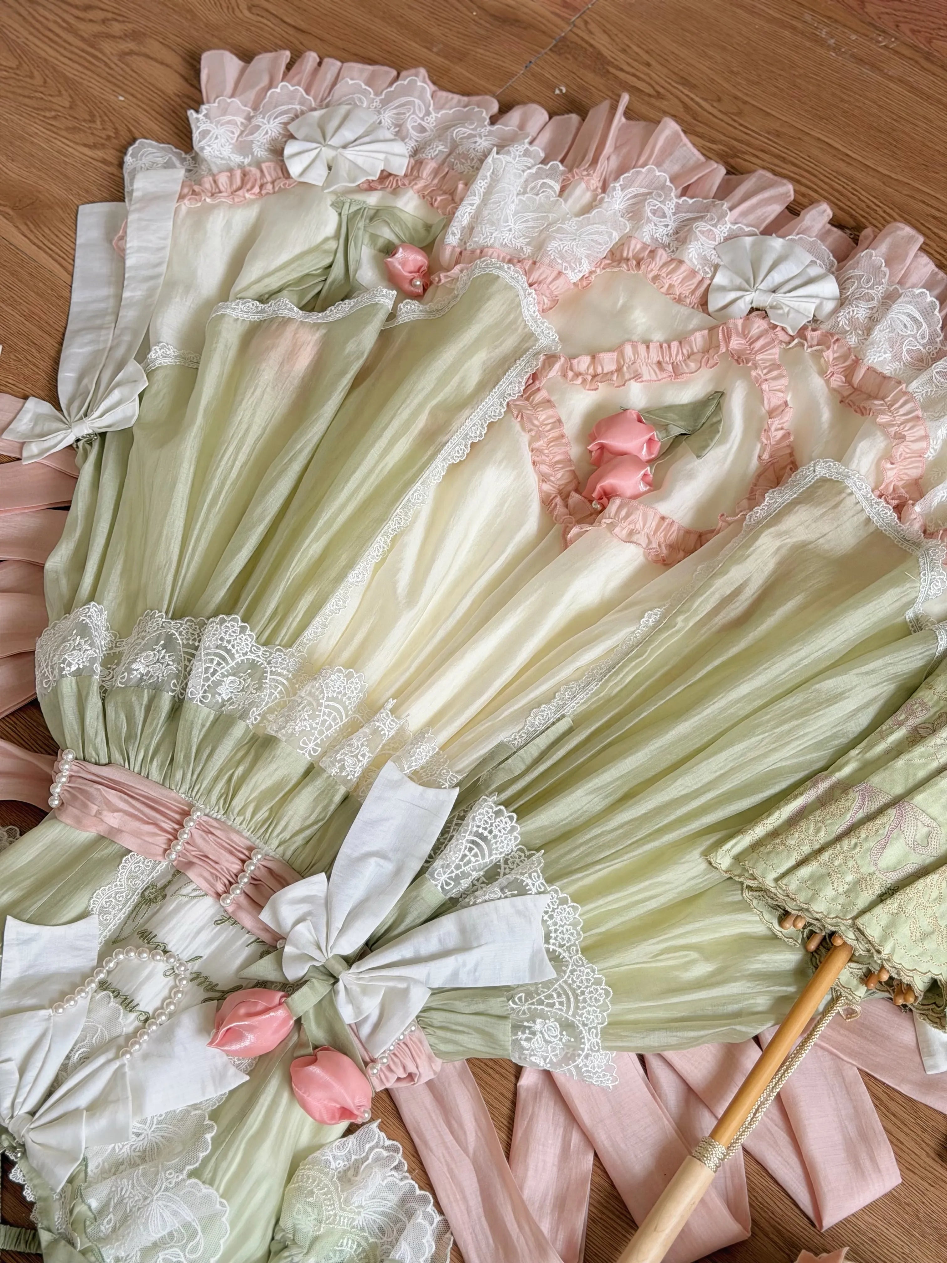 Tulip Letter Mint Green Short Sleeve Classic Lolita OP Dress