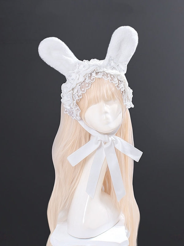 Bunny Warm Lolita Cake Hem Pink & White Wool Coat